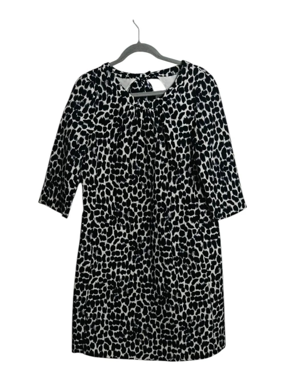 kate spade Black and White Leopard Print Long Sleeve Shift Dress